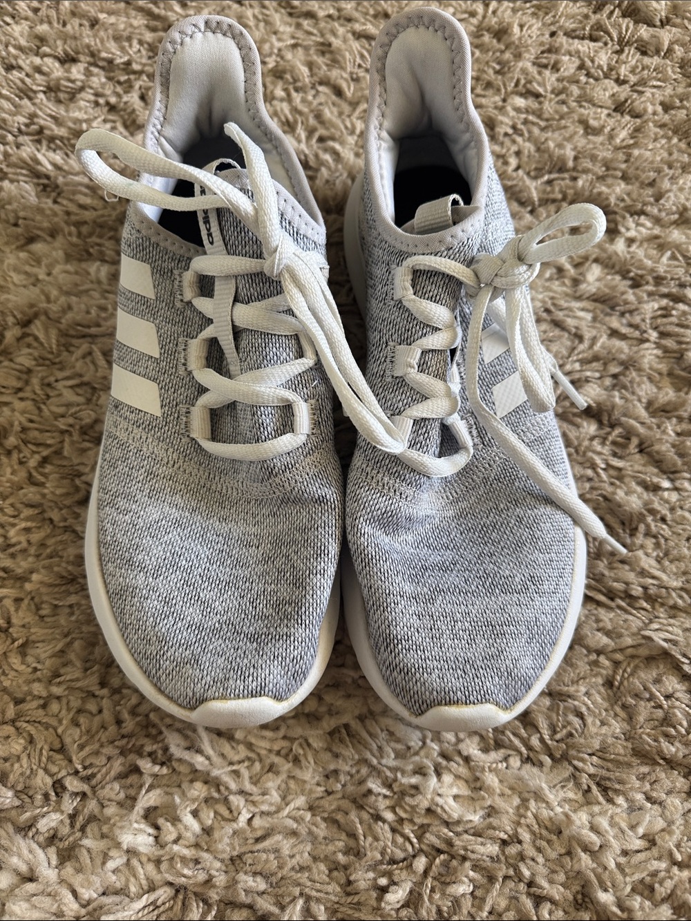 adidas Ladies Gray and White Knit Sneakers
